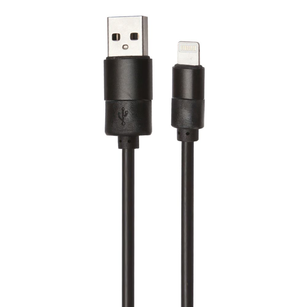 USB кабель "LP" для Lightning 8-pin круглый soft touch металлические разъемы (черный/европакет)