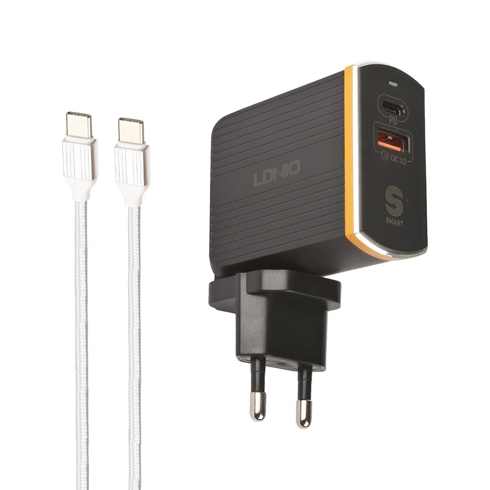СЗУ LDNIO A2502C 1xUSB, 1xUSB-C, 3А, PD18W + USB-С кабель Type-C, 1м (черный)