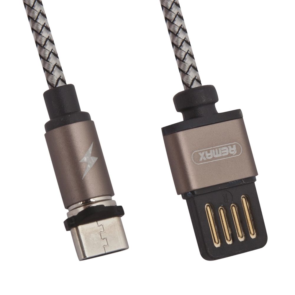 USB кабель REMAX RC-095a Gravity Type-C, магнитный, 1м, нейлон (черный/серый)