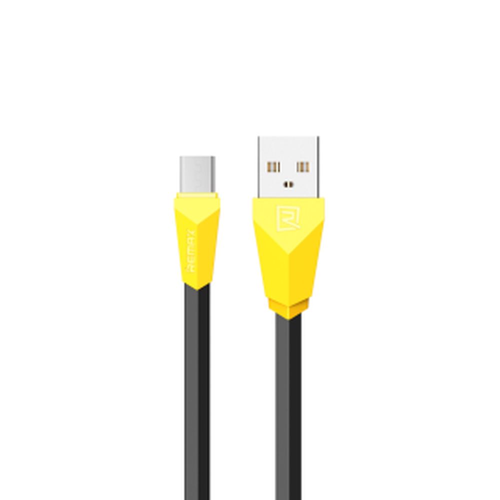 USB кабель REMAX RC-030m Aliens MicroUSB, 1м, TPE (черный/желтый)