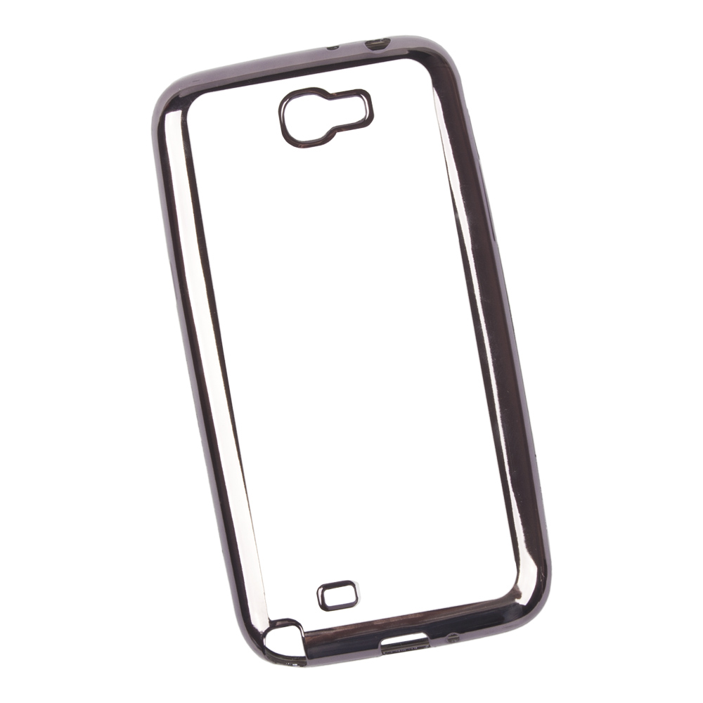 Силиконовый чехол "LP" для Samsung Galaxy Note 2 TPU (прозрачный с черной хром рамкой) европакет