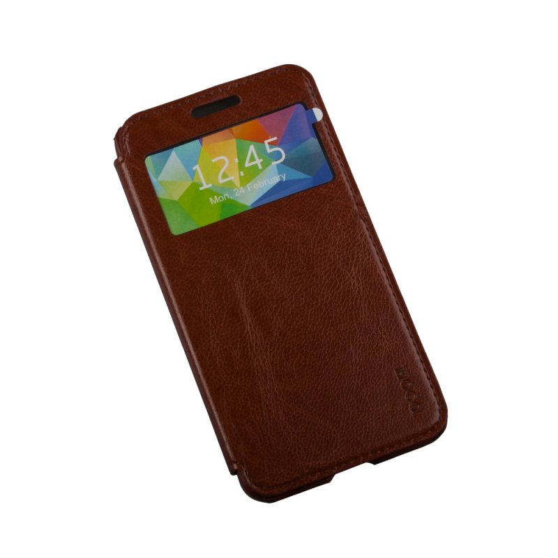 Чехол для Samsung Galaxy Alpha "HOCO" Crystal Classic View Leather Case раскладной кожа(Brown)(коричневый)
