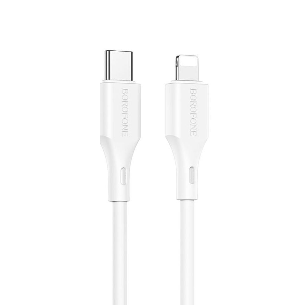 USB-C кабель BOROFONE BX49 Cool Lightning 8-pin, 3А, PD20W, 1м, PVC (белый)