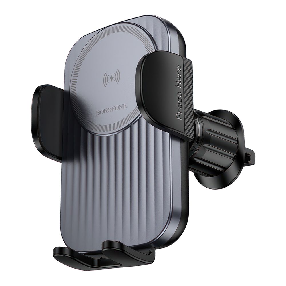 Держатель в авто с БЗУ BOROFONE BH221 Path зажим, в воздуховод, Qi 15W (черный)