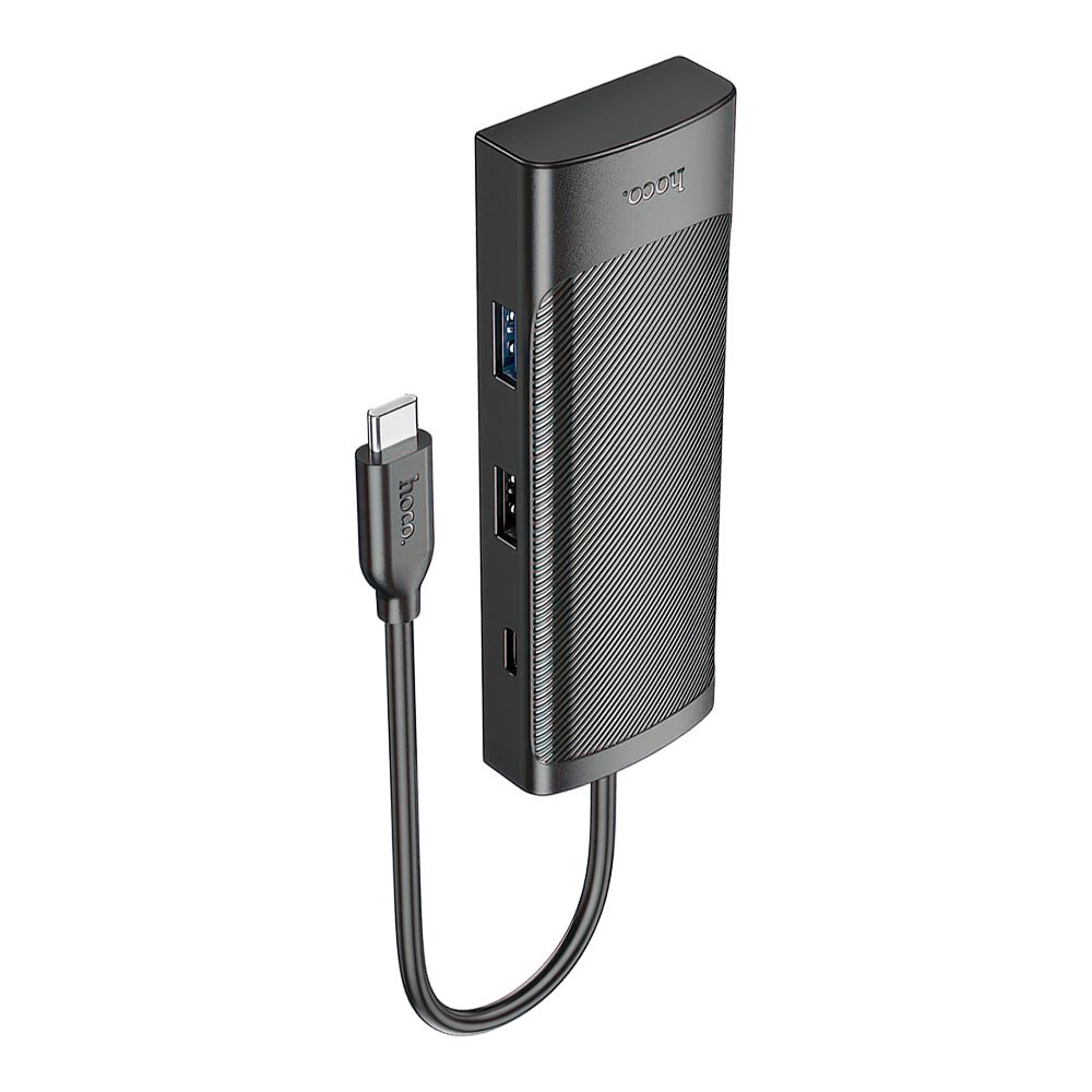 USB-C Хаб HOCO HB43 Easy 7в1, 0.2м (черный)