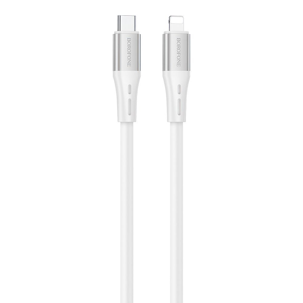 USB-C кабель BOROFONE BX88 Solid Lightning 8-pin, 3А, PD20W, 1м, силикон (белый)