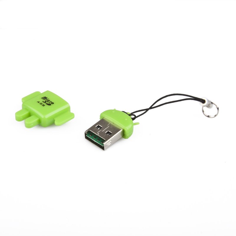 USB Картридер Micro SD "Android A55" (зеленый/коробка)