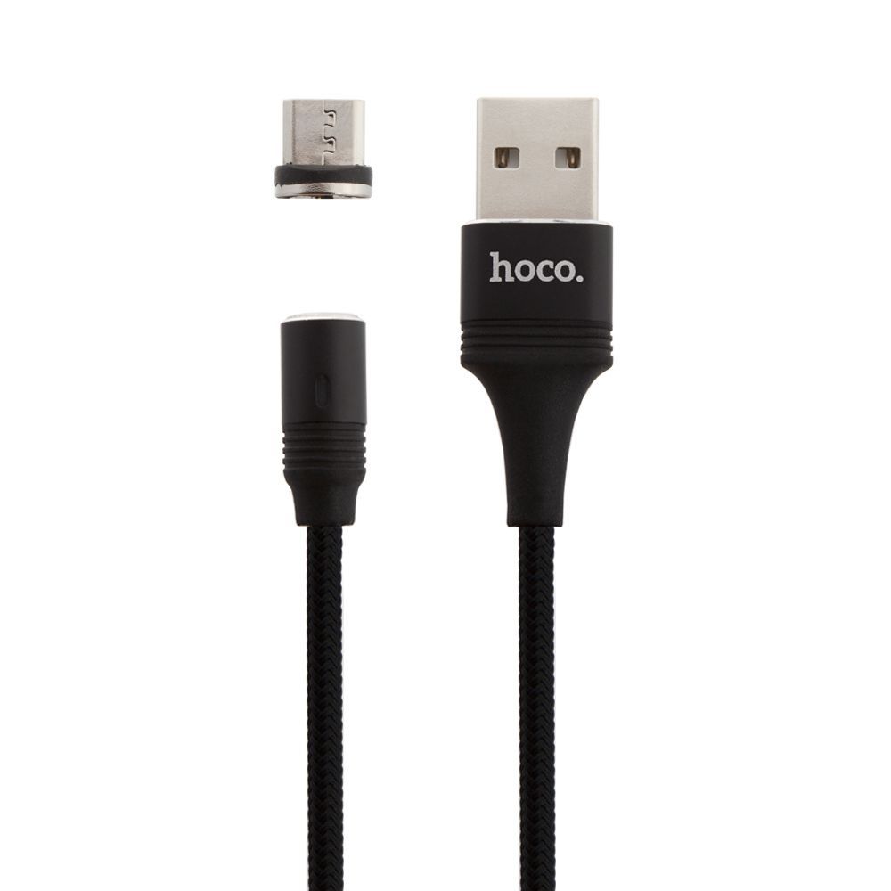 USB кабель HOCO U76 Fresh MicroUSB, 2.4А, магнитный, 1.2м, нейлон (черный)