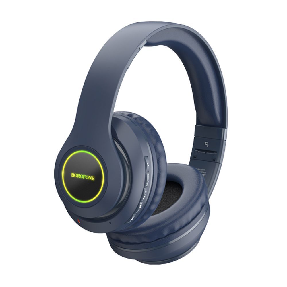 Bluetooth гарнитура BOROFONE BO17 BT 5.0, 3.5мм, накладная, громкость +/- (синий)