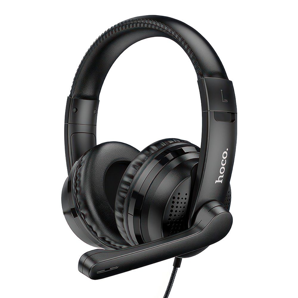Гарнитура игровая HOCO W103 Magic Tour 3.5мм, накладная, громкость +/-, адаптер 2х3.5мм, 1.2м (черный)