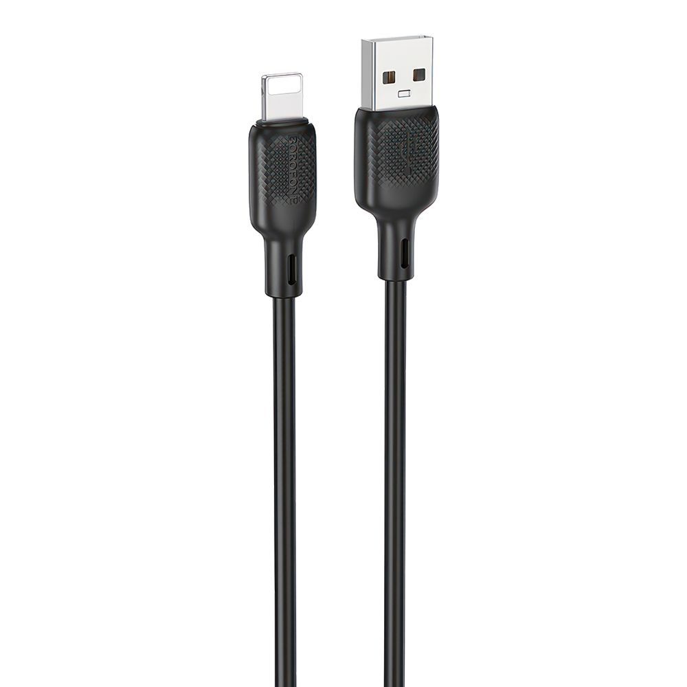 USB кабель BOROFONE BX113 Lenny Lightning 8-pin, 2.4А, 3м, силикон (черный)