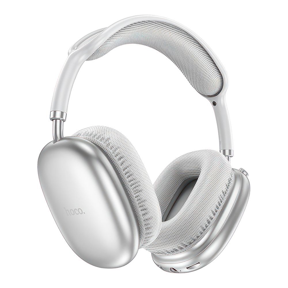 Bluetooth гарнитура HOCO W35 Air Triumph BT 5.3, AUX, microSD, накладная, громкость +/- сереб. мятая (0L-00062951)