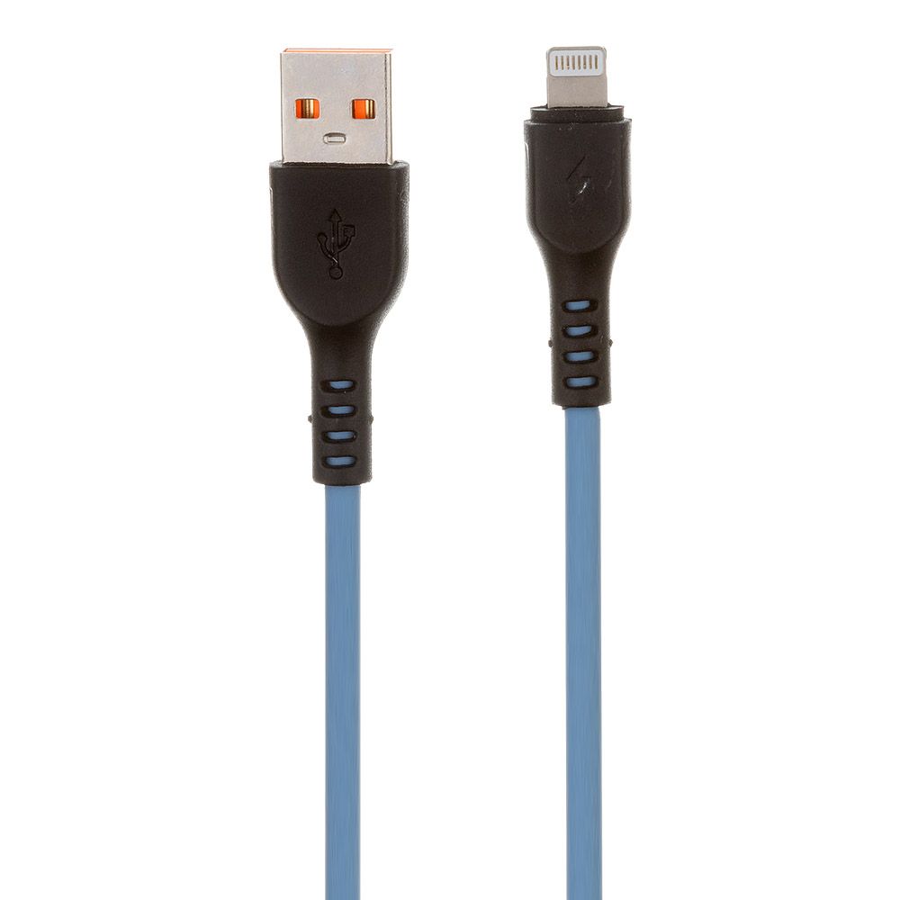 USB кабель "LP" для Apple Lightning 8-pin "Extra" TPE (голубой/коробка)