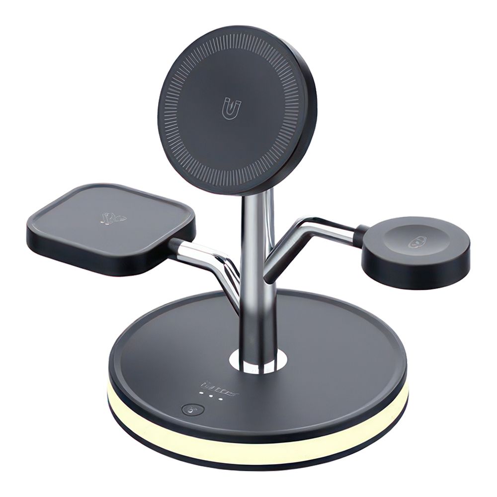 Беспроводное ЗУ Earldom WC51 для смартфона, iWatch, AirPods, 2А, 15W, 4в1, магнитное (черный)