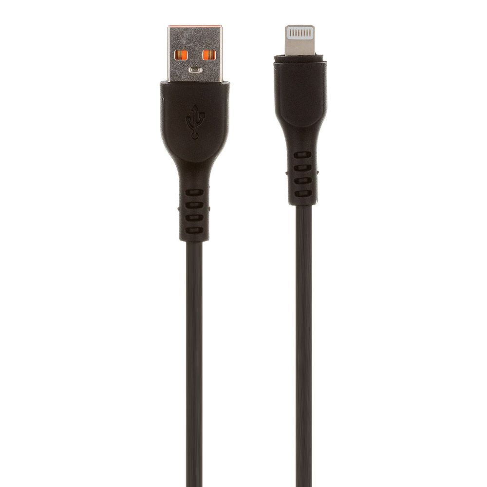 USB кабель "LP" для Apple Lightning 8-pin "Extra" TPE (черный/коробка)