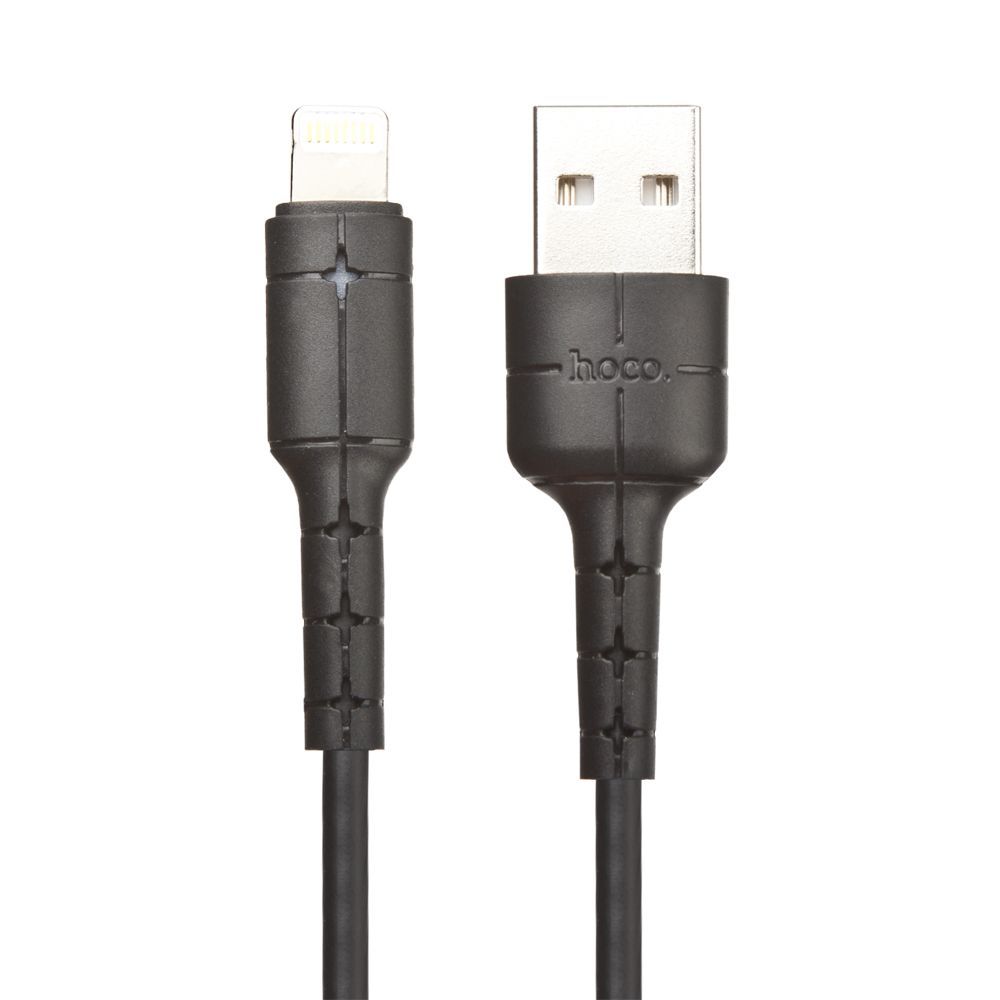 USB кабель HOCO X30 Star Lightning 8-pin, LED, 1.2м, TPE (черный)