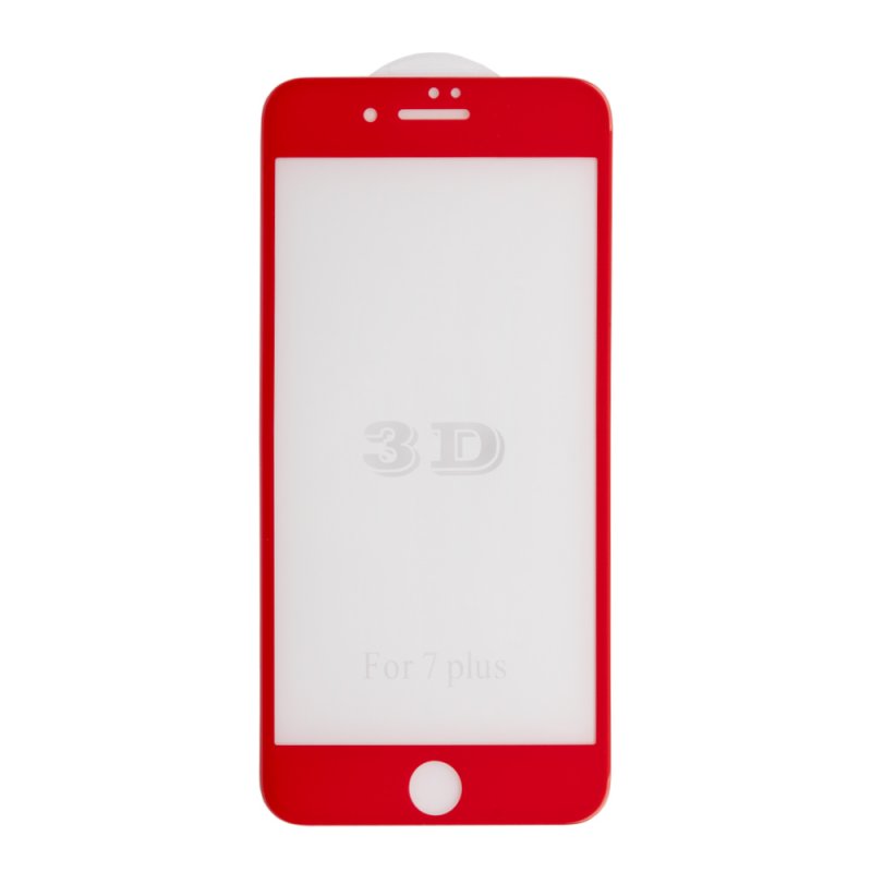Защитное стекло "LP" для iPhone 8/7 Plus Tempered Glass 3D с рамкой 0,33 мм, 9H (ударопрочное/красное)