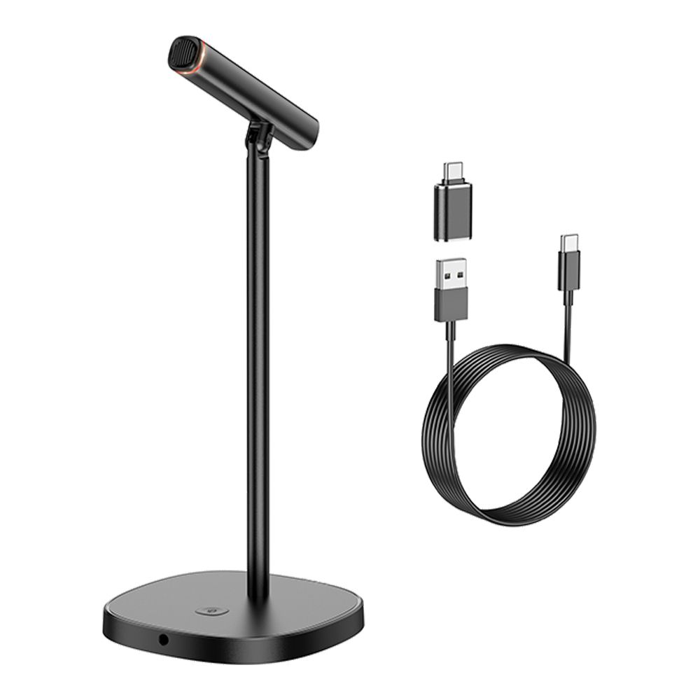 Микрофон HOCO L16 Mike настольный, USB/USB-C/3.5мм, 2м (черный)