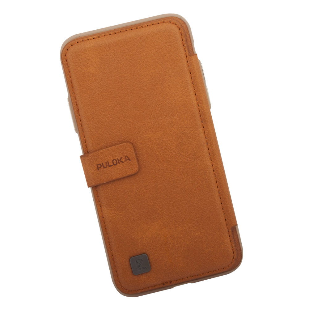 Чехол раскладной для iPhone X/Xs "Puloka" Multi-Function Back Clip Wallet Case (кожа/желтый, коробка)