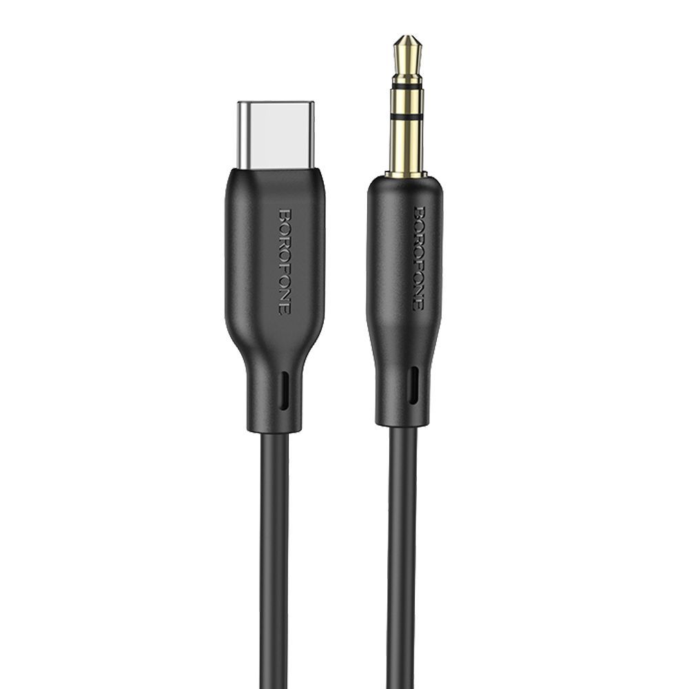 Аудиокабель BOROFONE BL18 3.5мм - USB-C, 1м, силикон (черный)