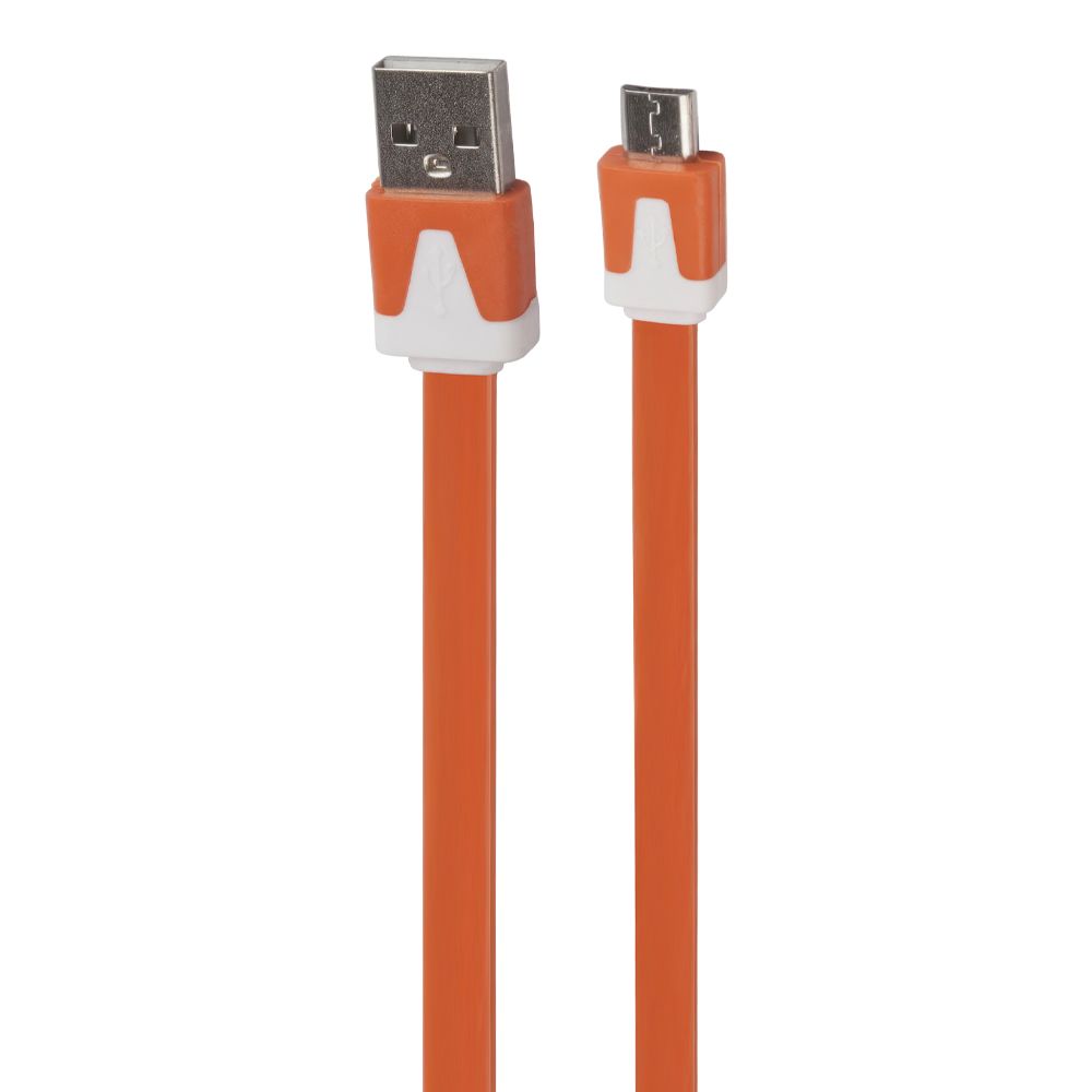 USB кабель "LP" Micro USB плоский узкий (оранжевый/коробка)