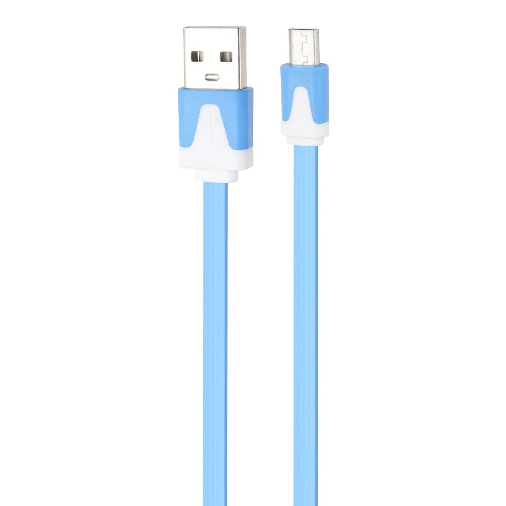 USB кабель "LP" Micro USB плоский узкий (синий/коробка)