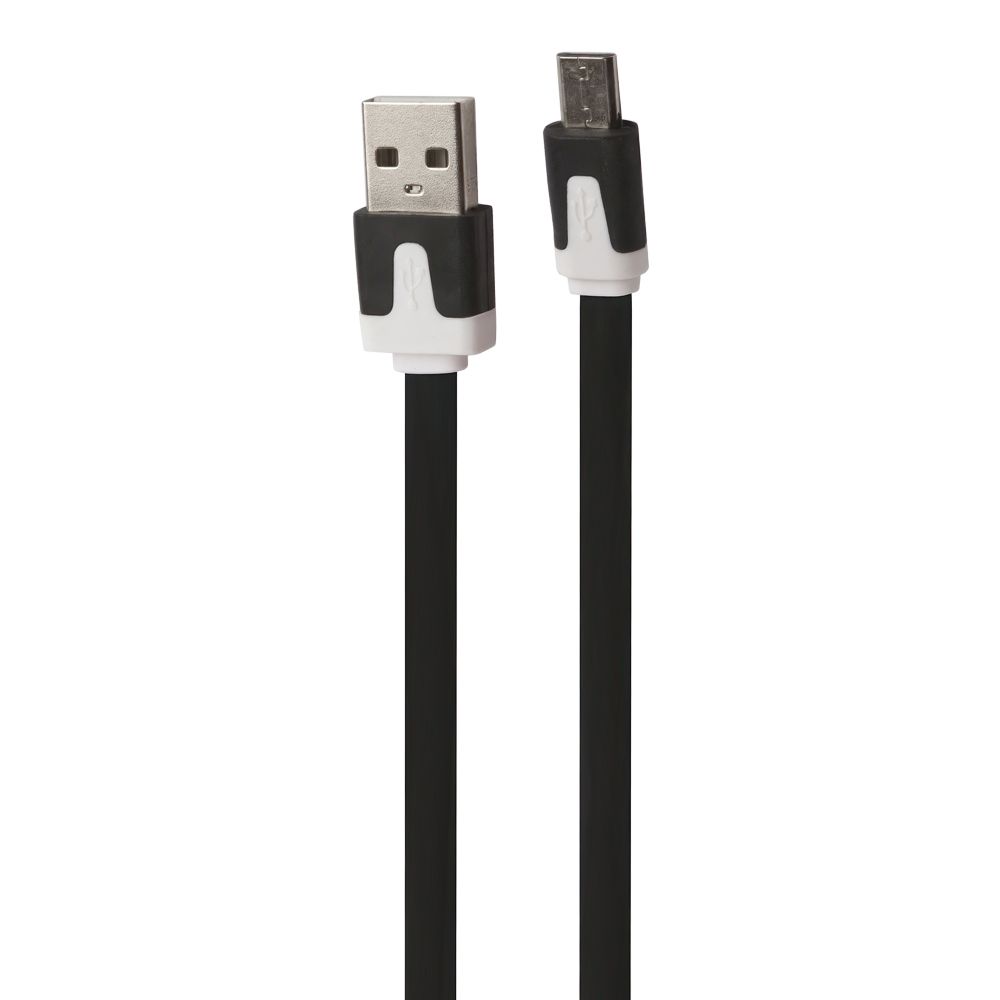USB кабель "LP" Micro USB плоский узкий (черный/коробка)