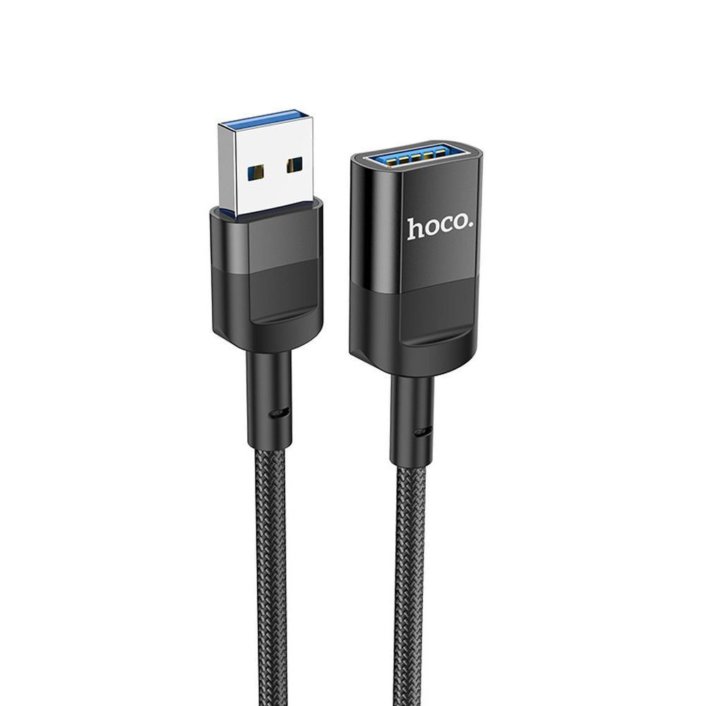 USB удлинитель HOCO U107 USB(F), 3А, USB 3.0, 1.2м, нейлон (черный)