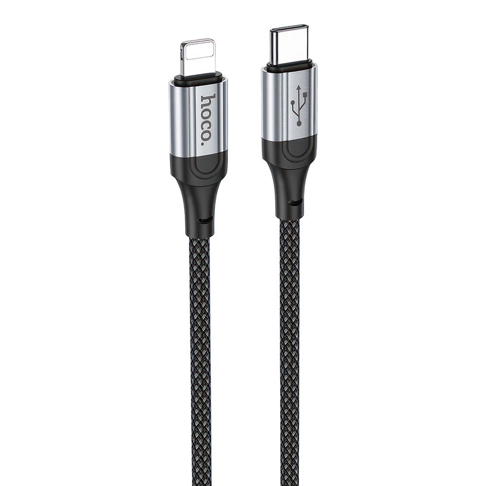 USB-C кабель HOCO X102 Fresh Lightning 8-pin, 3А, PD27W, 1м, нейлон (черный)