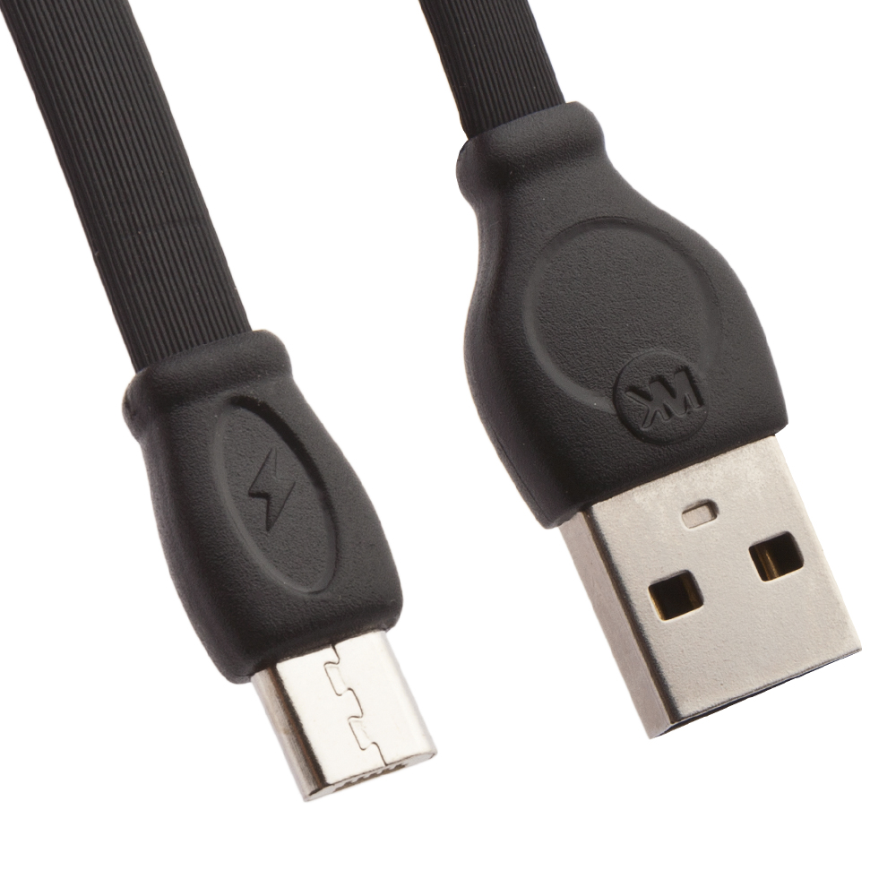 USB кабель WK WDC-023 Fast MicroUSB, 2.4А, 1м, TPE (черный)