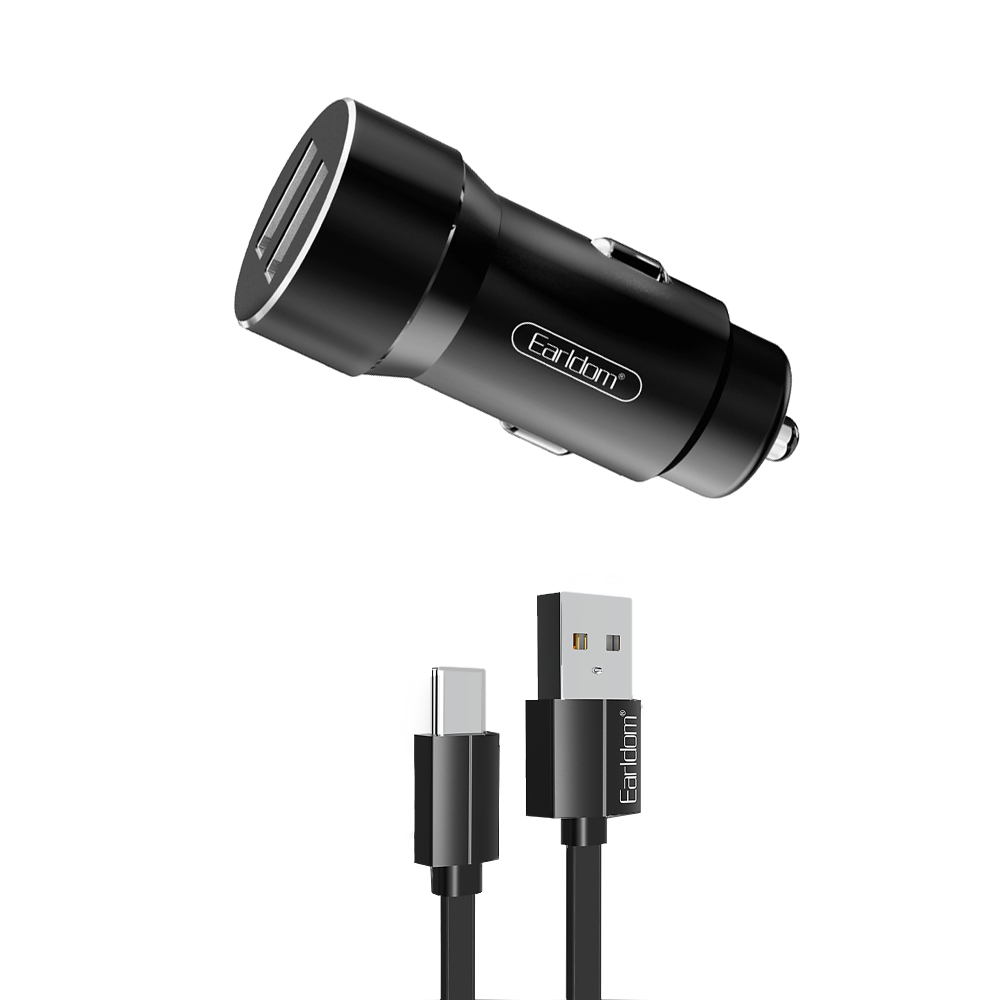 АЗУ Earldom ES-CC4C 2xUSB, 2.4A + кабель Type-C, 1м (черный)