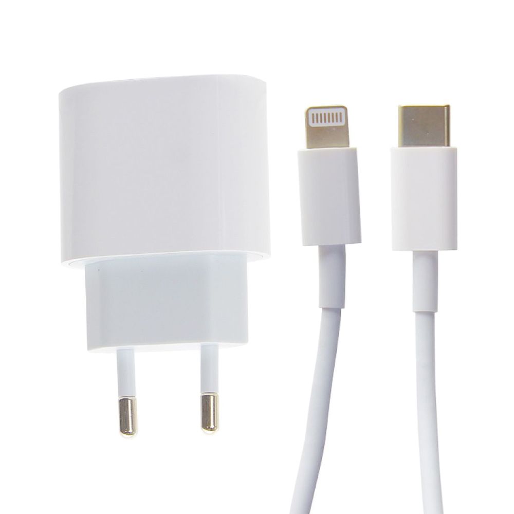 СЗУ COTEetCI 1xUSB-C, 3А, PD20W + USB-C кабель Lightning 8-pin (белый)