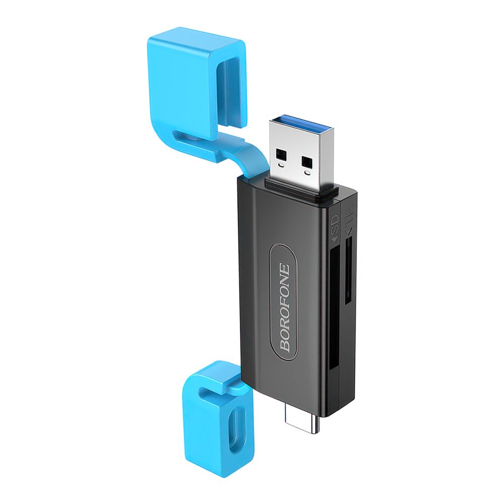 USB/USB-C Картридер BOROFONE DH9 Wisdom 2 в 1 USB 3.0 (черный)