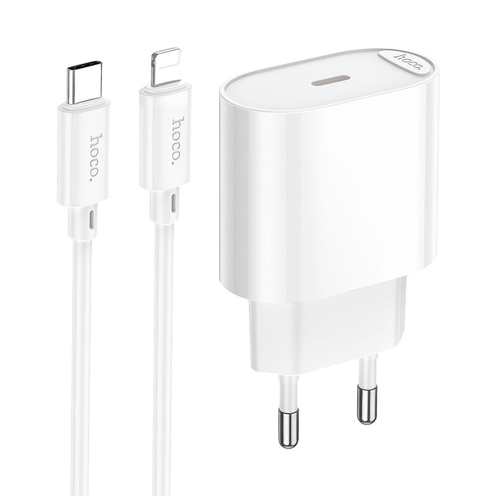 СЗУ HOCO C109A Fighter 1xUSB-C, 3А, PD20W  + USB-C кабель Lightning 8-pin, 1м (белый)