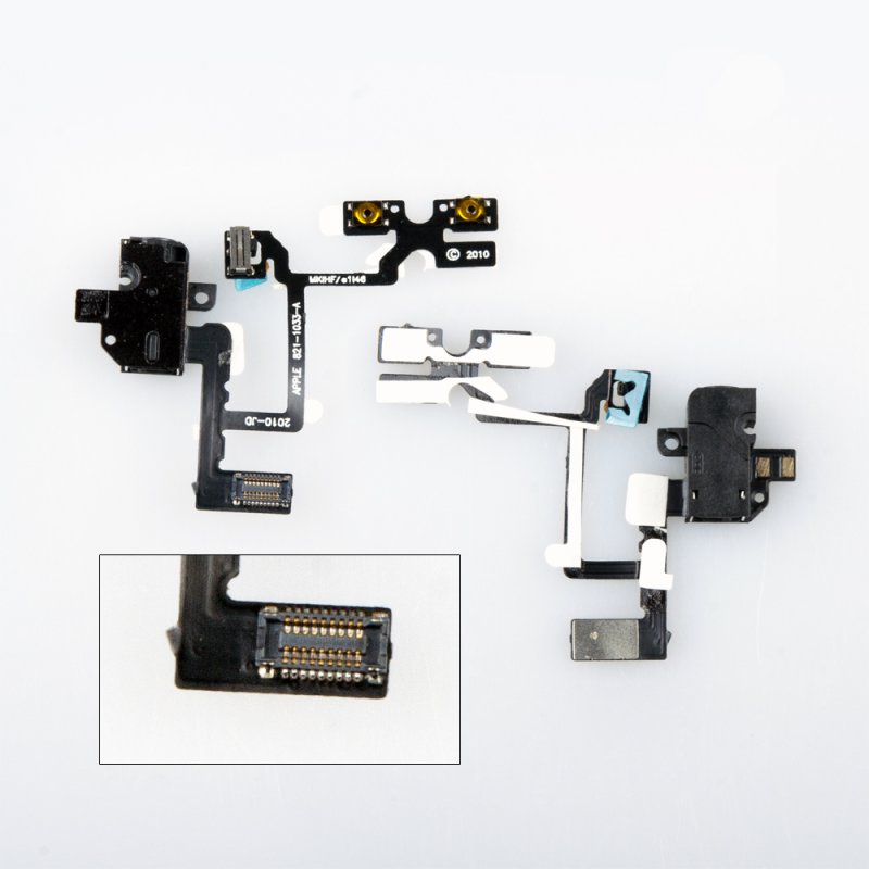Шлейф/FLC iPhone 4G с разъёмом наушников (черный)