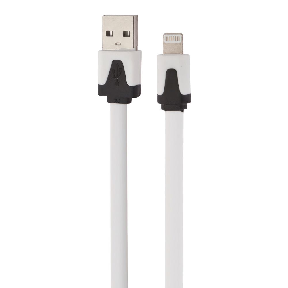 USB кабель "LP" для Apple iPhone/iPad Lightning 8-pin плоский узкий (белый/коробка)