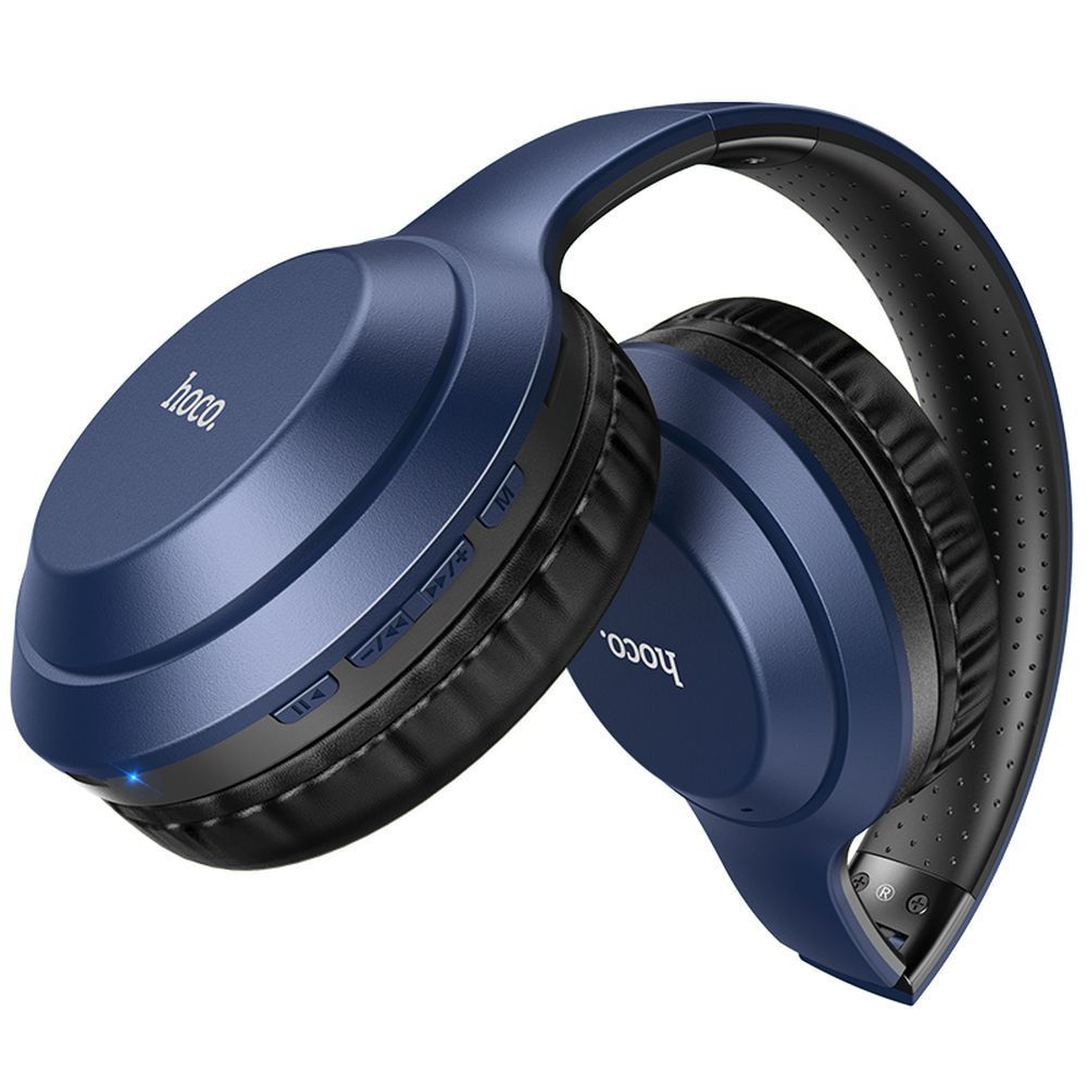 Bluetooth гарнитура HOCO W28 Jorney BT 5.0, накладная, громкость +/- (синий)