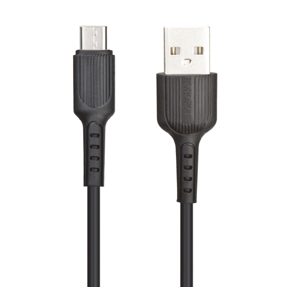 USB кабель BOROFONE BX16 Easy MicroUSB, 2.4А, 1м, PVC (черный)
