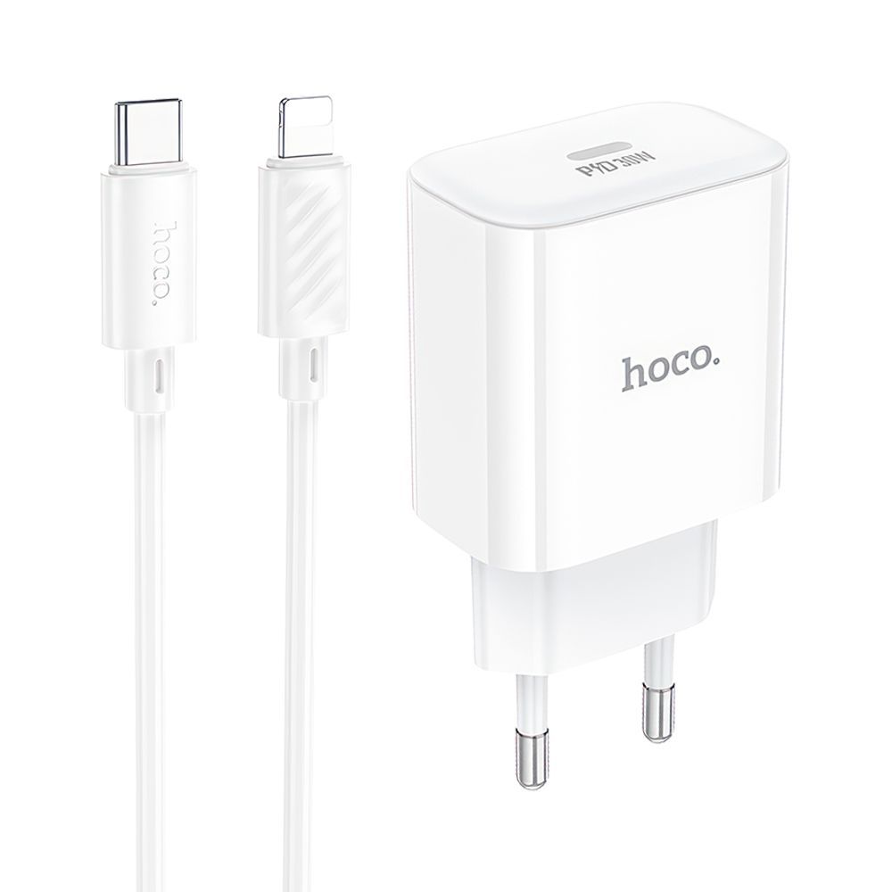 СЗУ HOCO C76A Pro Majestic 1xUSB-C, PD30W + USB-C кабель Lightning 8-pin (белый)