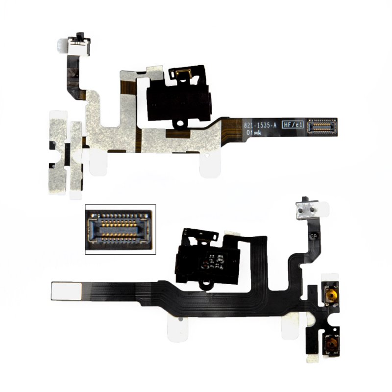 Шлейф/FLC iPhone 4S с разъёмом наушников (черный)