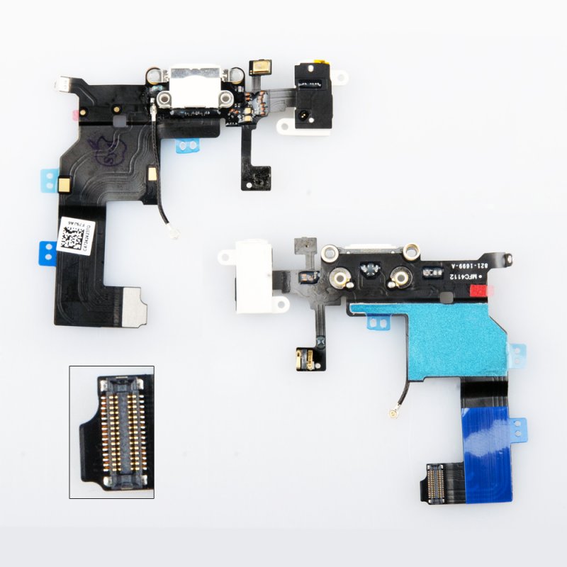 Шлейф/FLC iPhone 5 разъём зарядки,разъём гарнитуры,микрофон,антенна (белый)