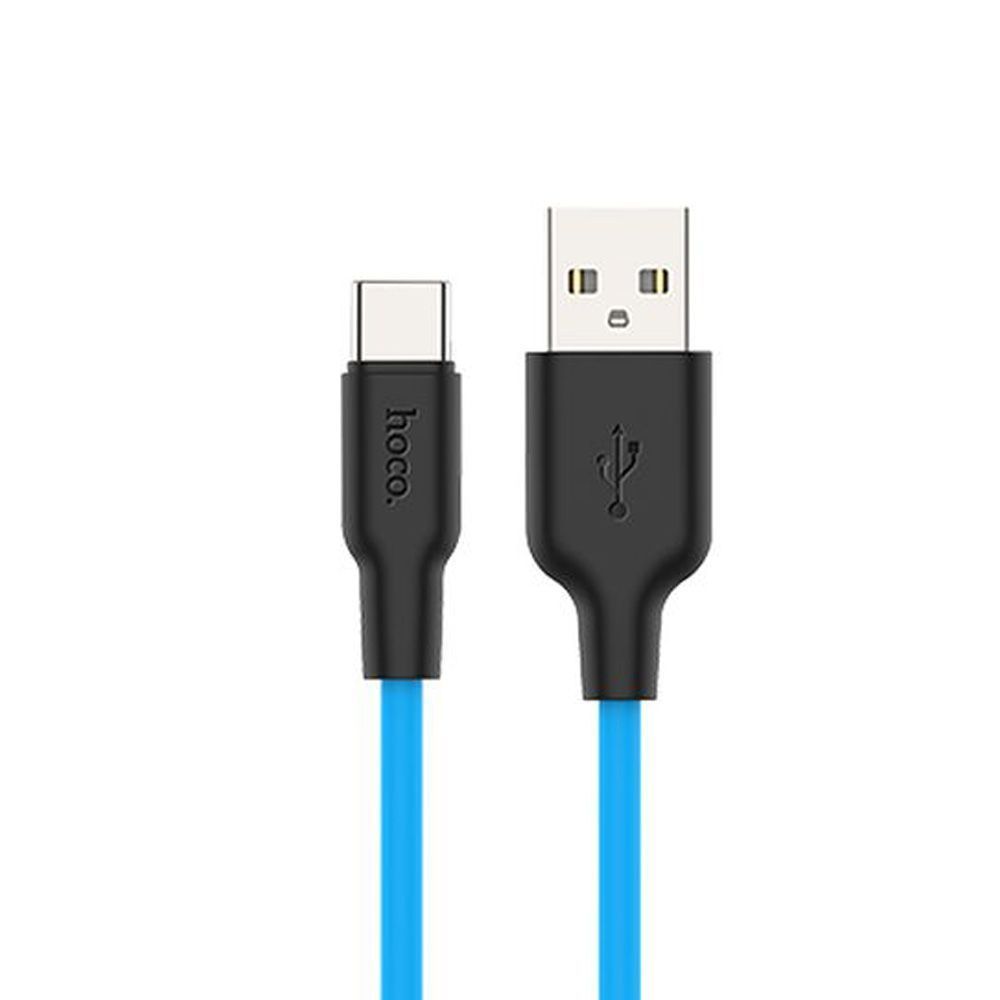 USB кабель HOCO X21 Plus Silicone Type-C, 3А, 1м, силикон (голубой/черный)