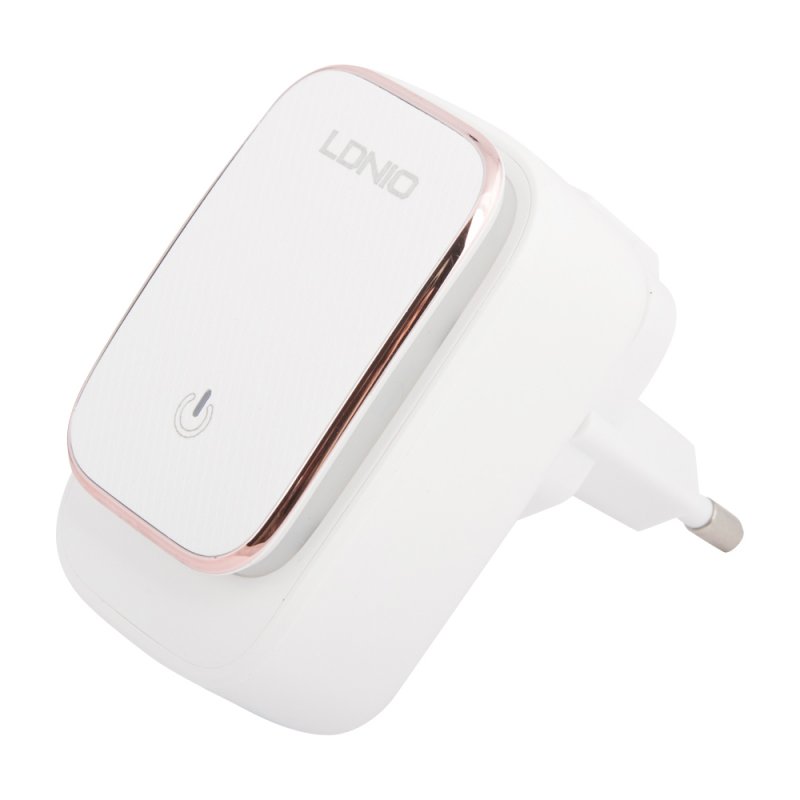 Сетевое зарядное устройство (СЗУ) LDNIO 2 USB выхода 2.4А LED TOUCH LAMP + кабель Micro USB A2205 белое (коробка)