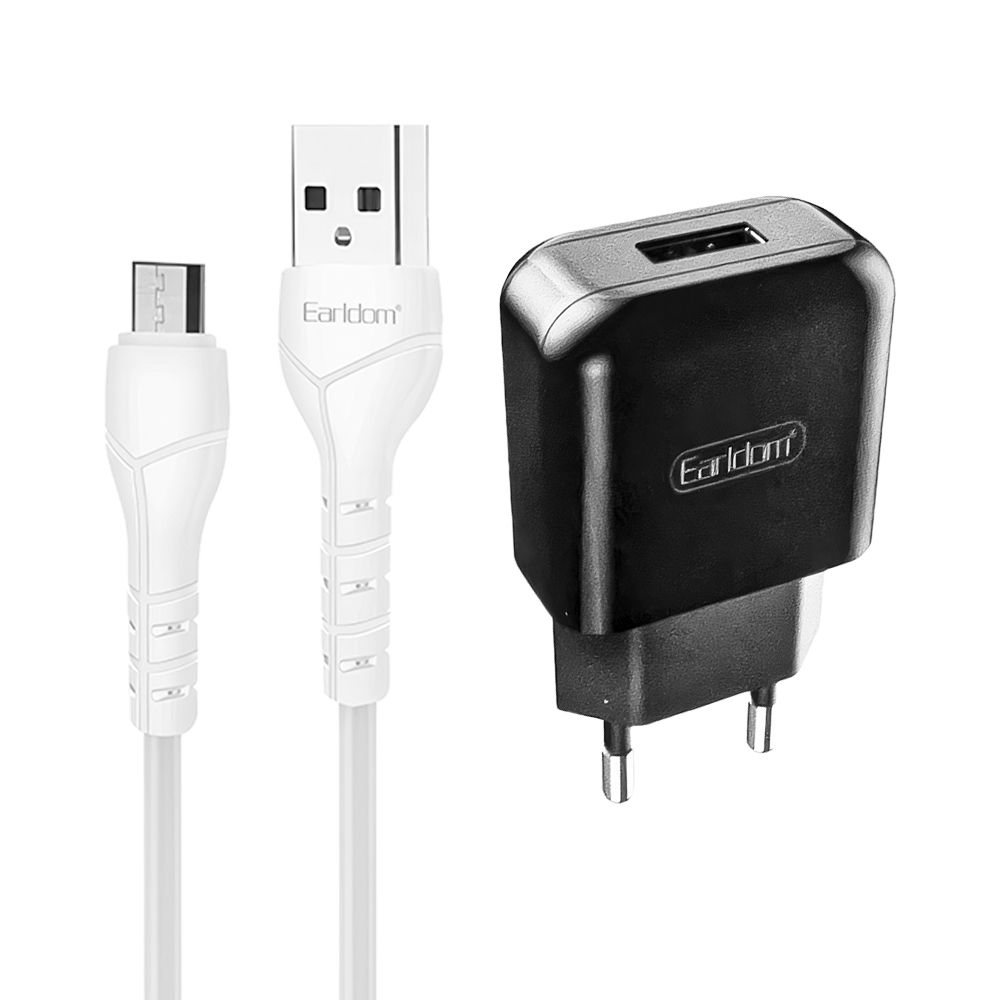 СЗУ Earldom ES-171M 1xUSB, 1А + кабель MicroUSB, 1м (черный)