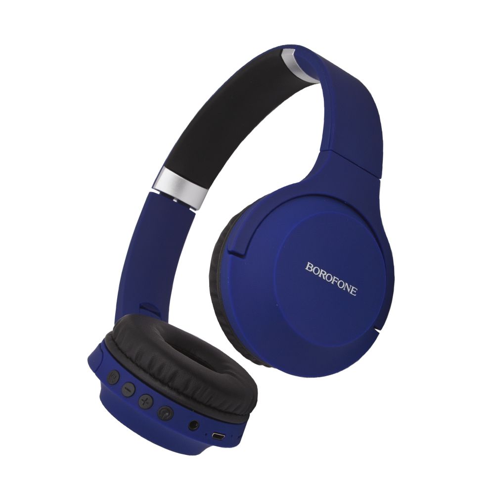 Bluetooth гарнитура BOROFONE BO6 Poise Rhyme BT 5.0, 3.5мм, microSD, накладная, громкость +/- (синий)