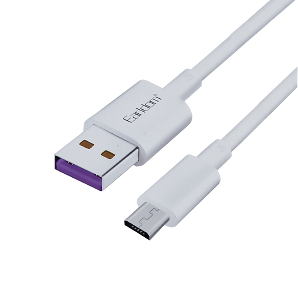 USB кабель Earldom EC-080M MicroUSB, 5А, 1м, TPE (белый)