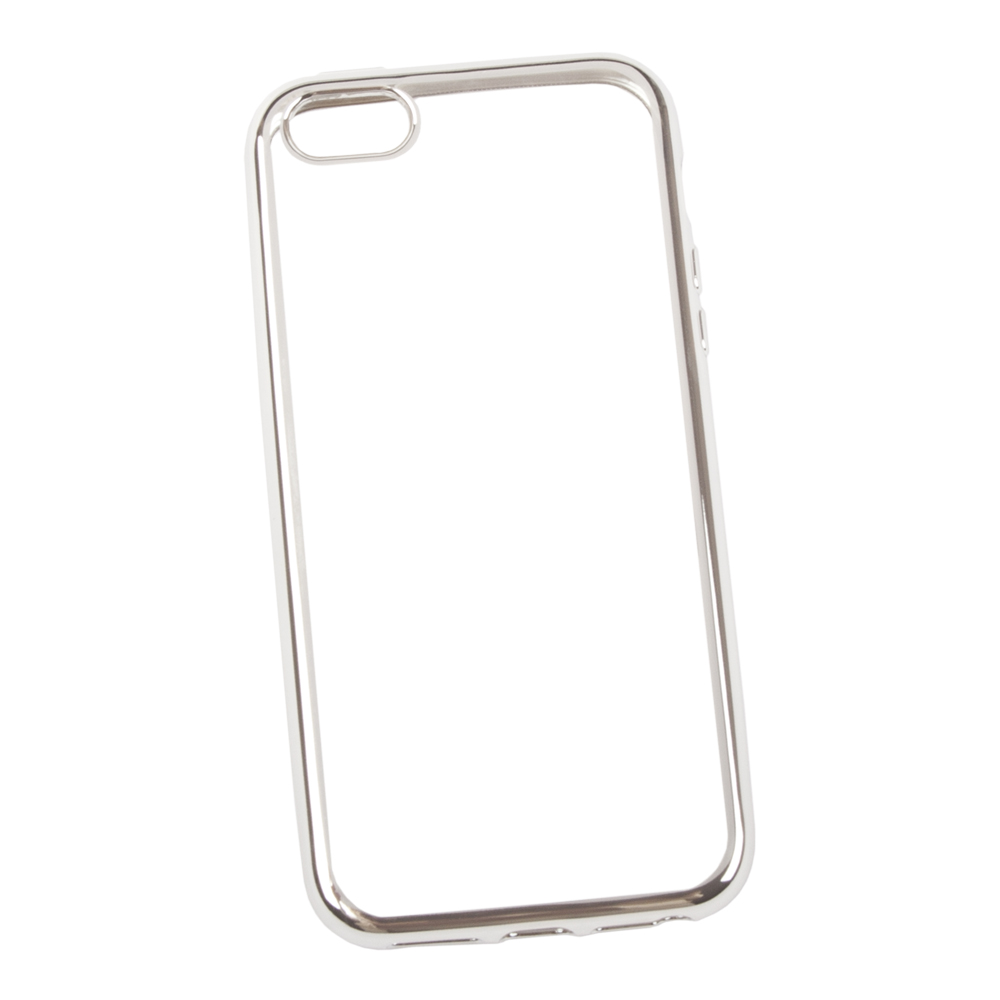Силиконовый чехол "LP" для iPhone 5/5s/SE TPU (прозрачный с серебряной хром рамкой) коробка