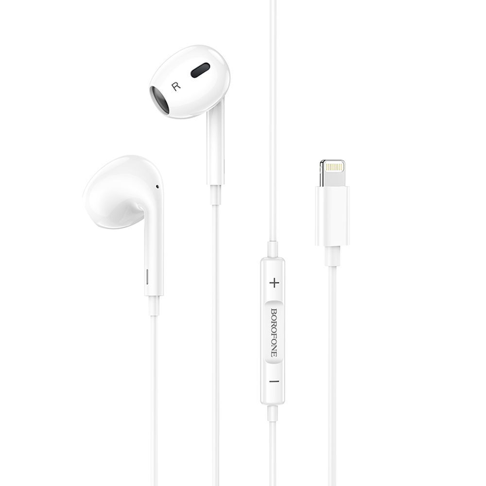 Гарнитура BOROFONE BM30 Max Acoustic Lightning 8-pin, вкладыши, громкость +/-, 1.2м (белый)