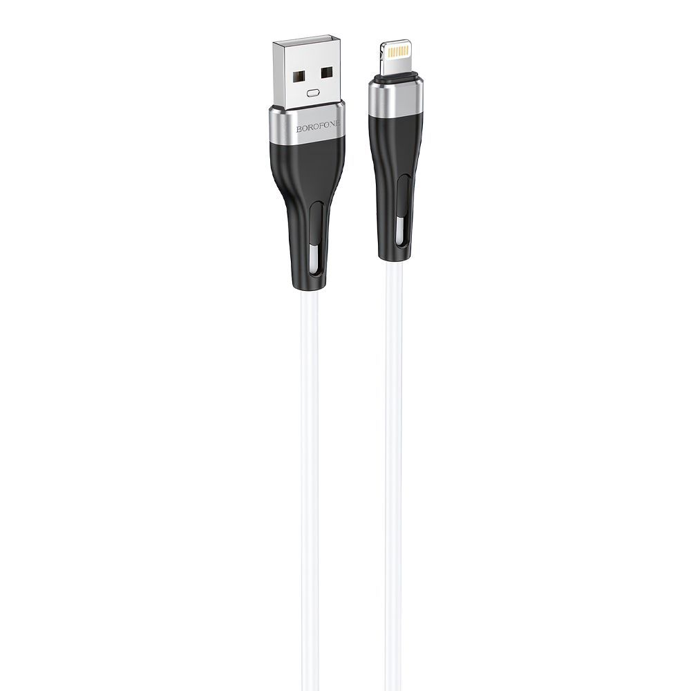 USB кабель BOROFONE BX46 Rush Lightning 8-pin, 2.4А, 1м, силикон (белый)