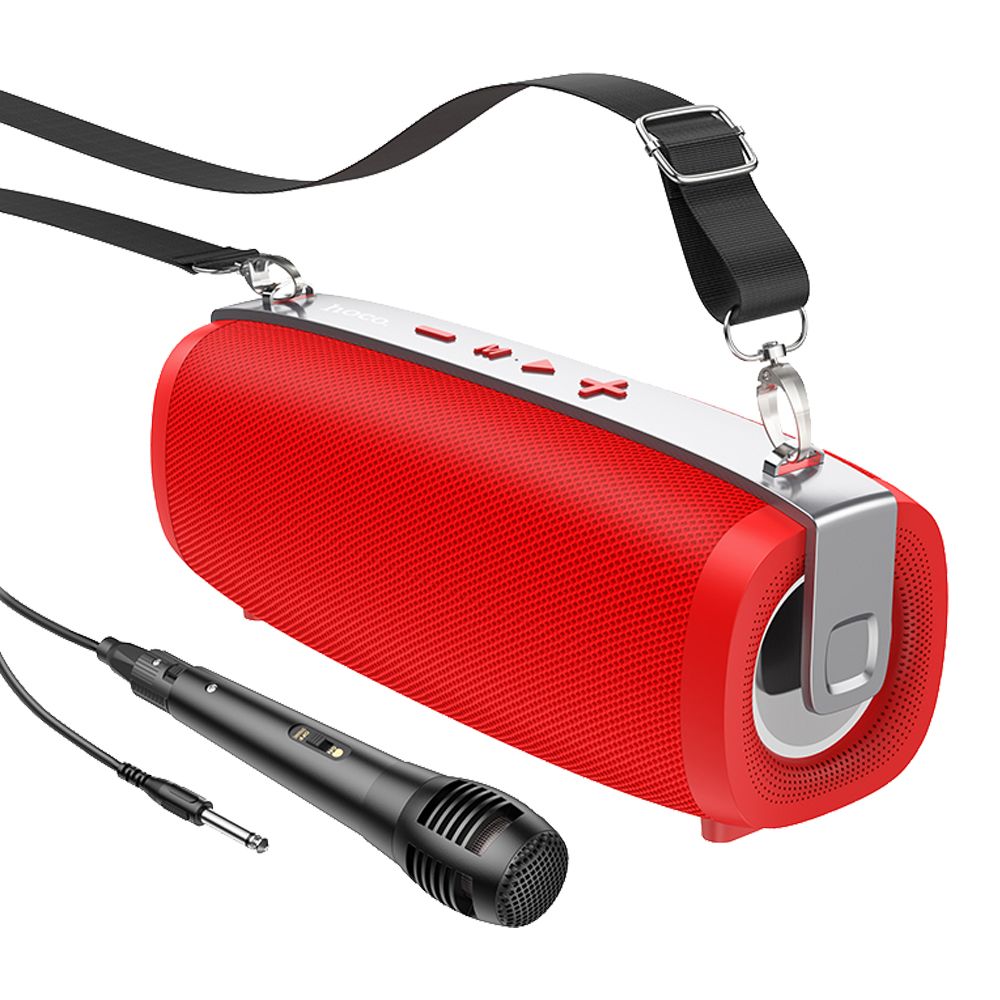 Bluetooth колонка HOCO BS55 Gallant BT5.3, 2x5W, AUX/USB/microSD/Mic + микрофон (красный)
